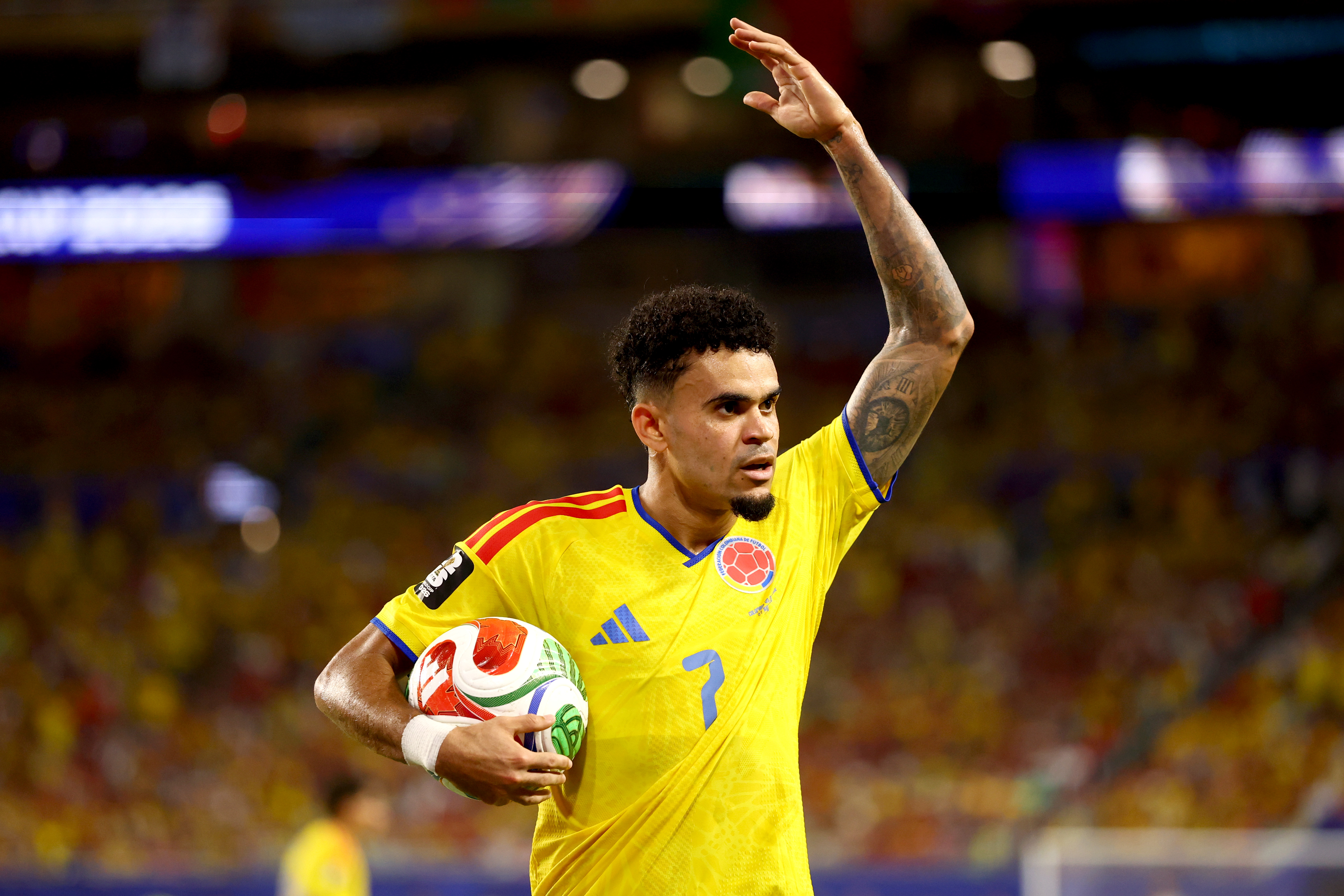 Luis Díaz durante un partido con la selección de Colombia en el Mundial 2026